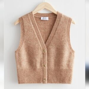 Other Stories Dolphin Button Knit Wool Vest Womens Size M